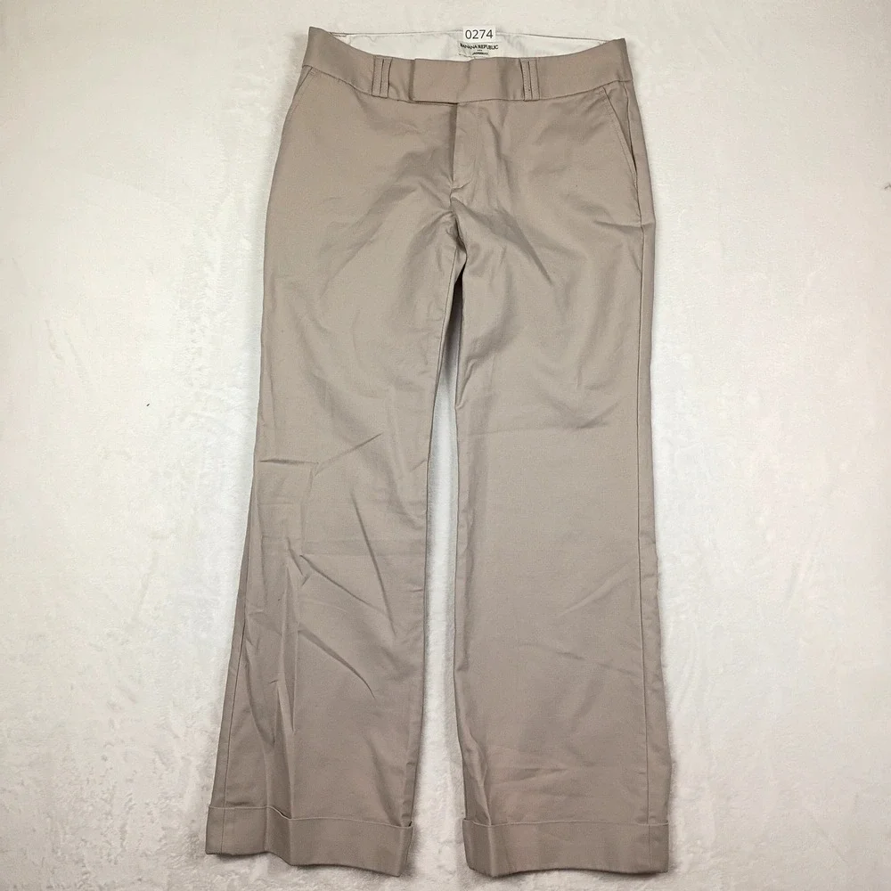 Banana Republic Trousers Womens 8S Tan Jackson Fit Cuffed Work Wear Office Core